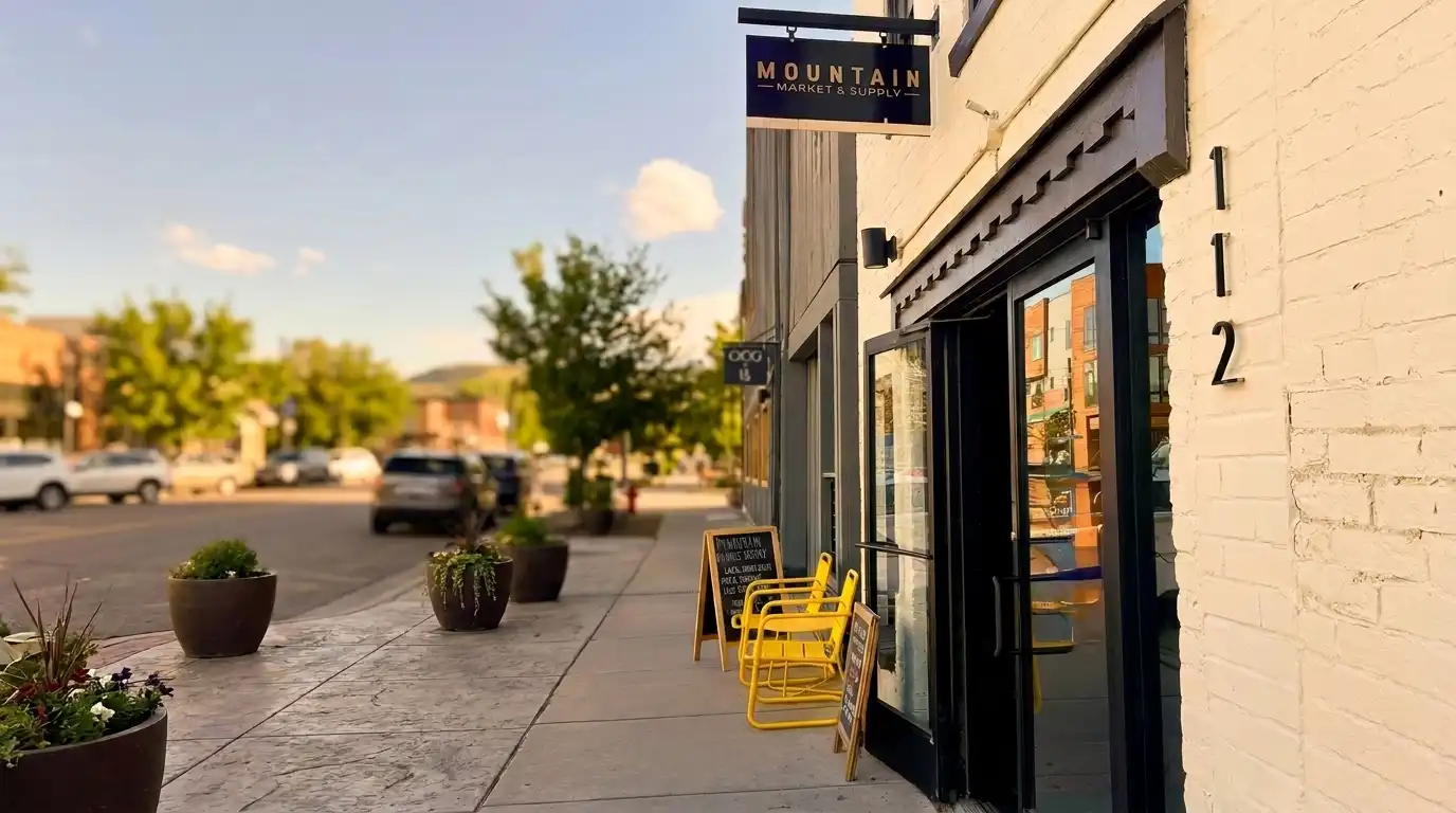 Mountain Market & Supply storefront at 112 W 2nd St in downtown Eagle, Colorado